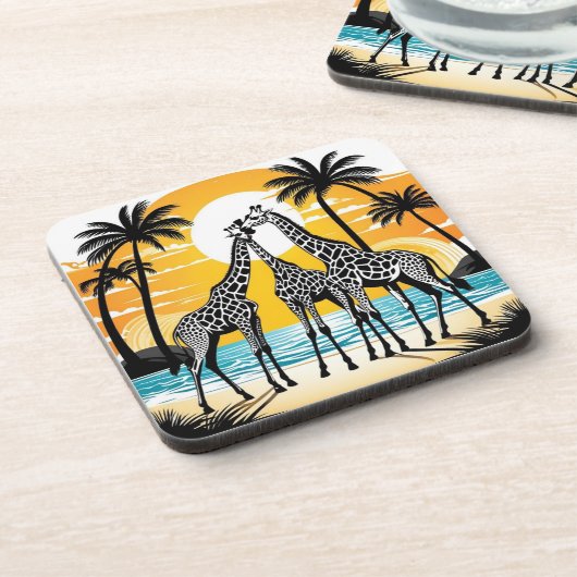 Giraffen am Strand Getränkeuntersetzer (Linke Seite)