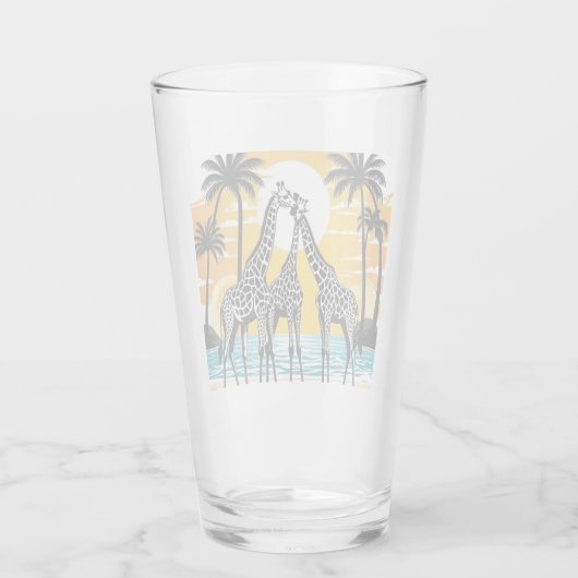 Giraffen am Strand Glas (Rückseite)
