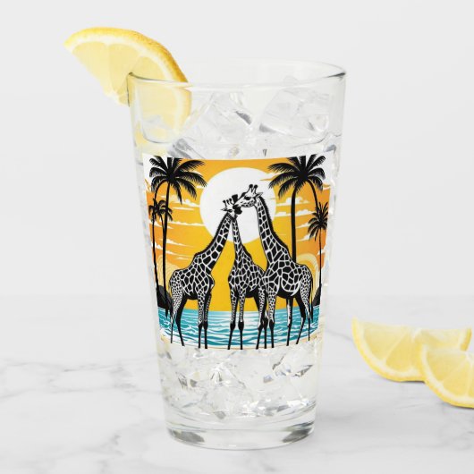 Giraffen am Strand Glas (Vorderseite Ice)