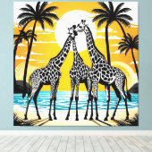 Giraffen am Strand Leinwanddruck (Insitu (Holzboden))