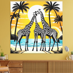 Giraffen am Strand Leinwanddruck