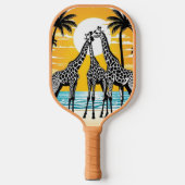 Giraffen am Strand Pickleball Schläger (Vorderseite)
