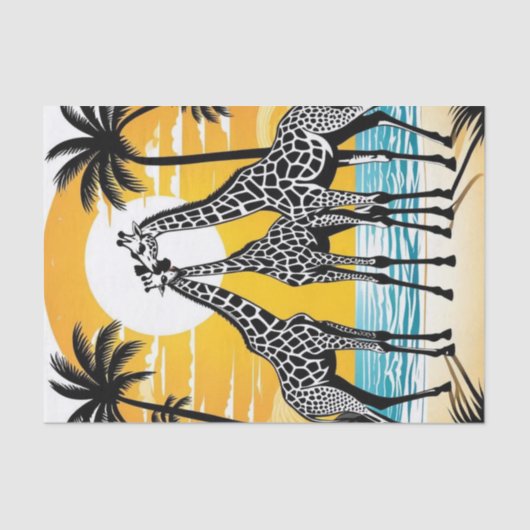 Giraffen am Strand Seidenpapier (Vorderseite)