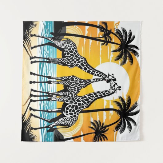 Giraffen am Strand Wandteppich (Vorderseite (Horizontal))