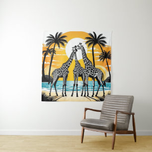 Giraffen am Strand Wandteppich