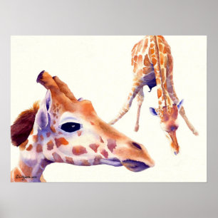Giraffen-Aquarell-Malerei-Druck und Plakat