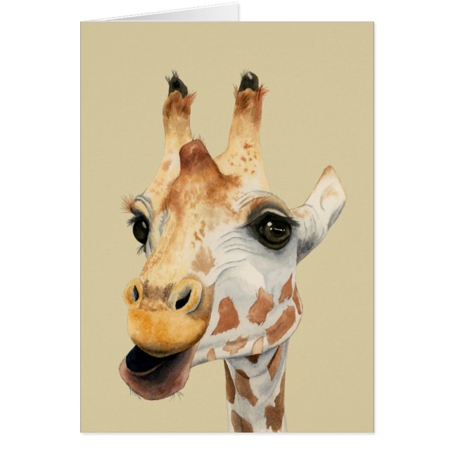 Giraffen-Aquarell-Safari-Malerei des Kauen-| (Vorne)