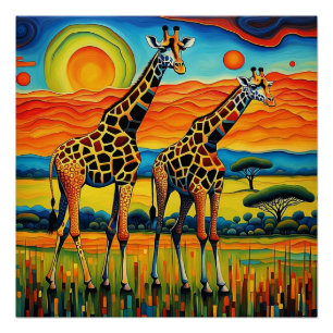 Giraffen auf der Savannah Poster