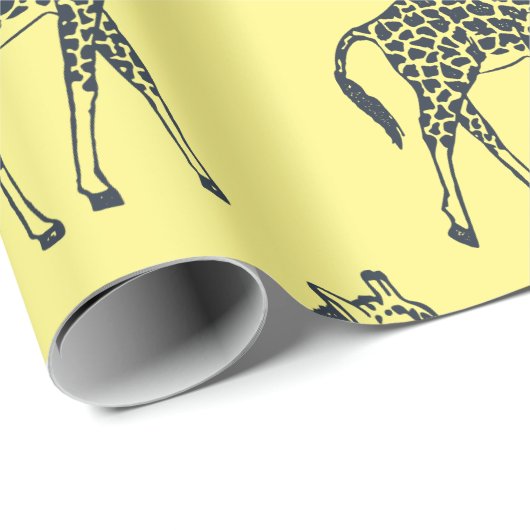 Giraffen auf Gelb Geschenkpapier (Rolleneckpunkt)
