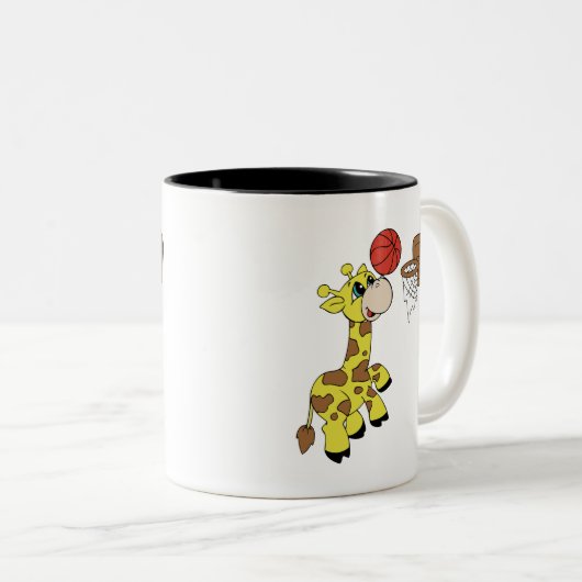 Giraffen-Basketball Zweifarbige Tasse (VorderseiteRechts)