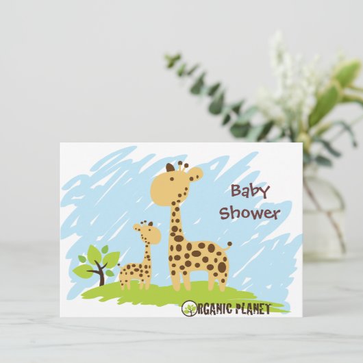 Giraffen-Bio Planeten-Baby-Dusche Invitaitions Einladung (Stehend Vorderseite)