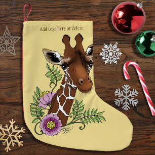 Giraffen-Blumen-Gelb-Lieblich-Wildlife Kleiner Weihnachtsstrumpf