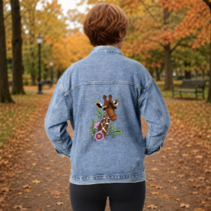 Giraffen-Blumen Gelb Niedlich Wildtiere Jeansjacke