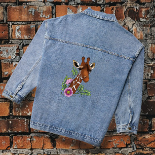 Giraffen-Blumen Gelb Niedlich Wildtiere Jeansjacke