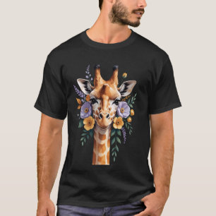 Giraffen-Blumen-Tierporträt T-Shirt