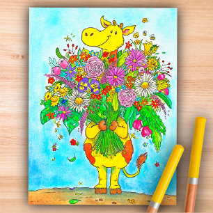 Giraffen-Blumenstrauß-Postkarte  Postkarte