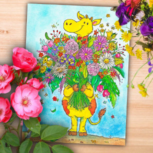 Giraffen-Blumenstrauß-Postkarte Postkarte