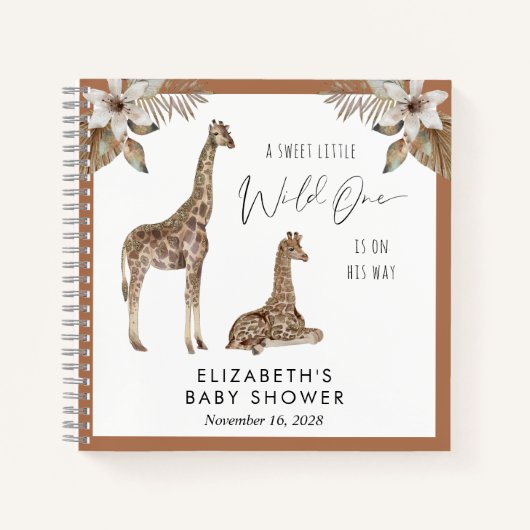 Giraffen Boho Watercolor Baby Shower Gästebuch Notizblock (Vorderseite)