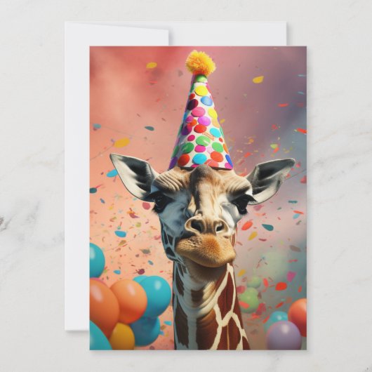 Giraffen-Design, farbenfroh Einladung (Vorderseite)