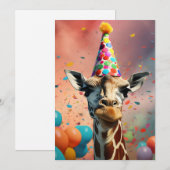 Giraffen-Design, farbenfroh Einladung (Vorne/Hinten)