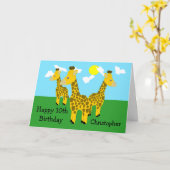 Giraffen Design Personalisiert 10. Geburtstagskart Karte (Gelbe Blume)