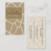 Giraffen-Druck-Designer-Visitenkarte:: Beige Visitenkarte (Vorne/Hinten)