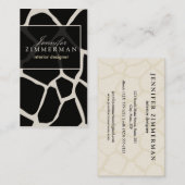 Giraffen-Druck-Designer-Visitenkarte:: Schwarzes Visitenkarte (Vorne/Hinten)