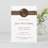 Giraffen-Druck-Gewohnheits-Geburtstag Einladung (Stehend Vorderseite)