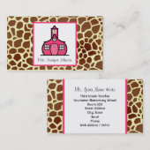 Giraffen-Druck-Rosa-Schulhaus-Lehrer Visitenkarte (Vorne/Hinten)