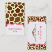 Giraffen-Druck u. rosa Visitenkarte (Vorne/Hinten)