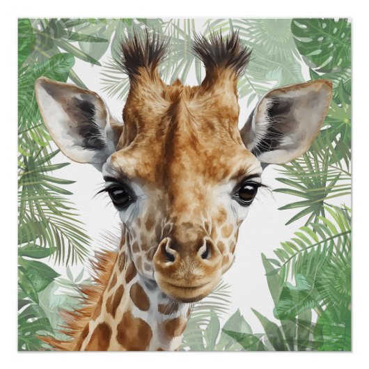 Giraffen-Dschungel-Hintergrund Poster (Vorderseite)