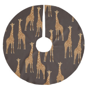 Giraffen Dunkel: Abstrakte Vintage-Nahtlos. Polyester Weihnachtsbaumdecke