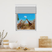 Giraffen-Fake-Fensteransicht Poster (Küche)