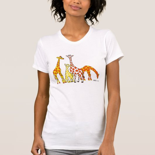 Giraffen-Familie im T-Shirt der orange und gelben (Vorderseite)