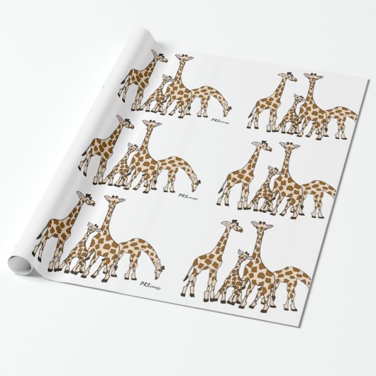 Giraffen-Familie in Brown und im beige Packpapier (Ungerollt)