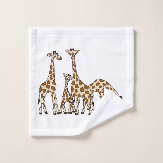 Giraffen-Familie in Brown und im beige Tuch-Set Badhandtuch Set (Waschlappen)