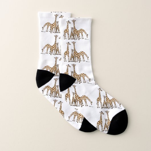 Giraffen-Familie in Brown und in den beige Socken (Paar)