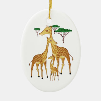 Giraffen-Familie mit Akazien-Bäumen Keramikornament
