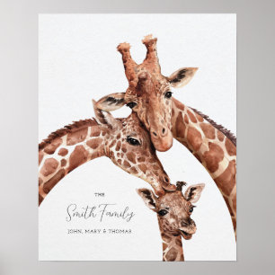 Giraffen-Familienporträt, Kinderzimmer Neugeborene Poster