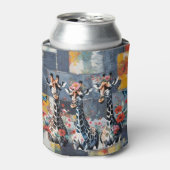 Giraffen Floral auf Retro Denim Patchwork Dosenkühler (Kanne Vorderseite)