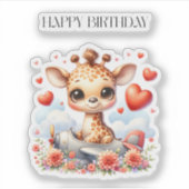 Giraffen-Flugzeug-Geburtstag Aufkleber (Vorderseite)