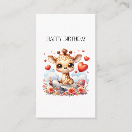 Giraffen-Flugzeug-Geburtstag Begleitkarte (Vorderseite)