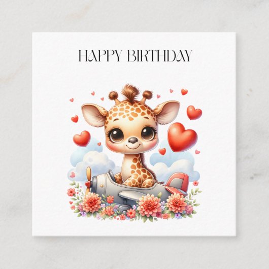 Giraffen-Flugzeug-Geburtstag Begleitkarte (Vorderseite)