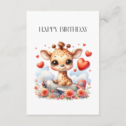 Giraffen-Flugzeug-Geburtstag Begleitkarte (Vorderseite)