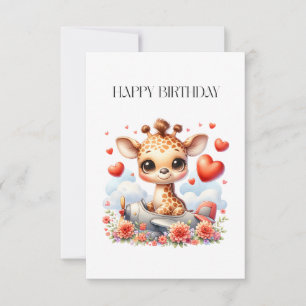 Giraffen-Flugzeug-Geburtstag Dankeskarte