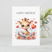 Giraffen-Flugzeug-Geburtstag Einladung (Stehend Vorderseite)