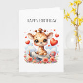 Giraffen-Flugzeug-Geburtstag Karte (Gelbe Blume)