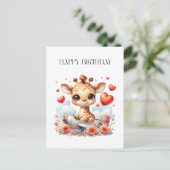Giraffen-Flugzeug-Geburtstag Postkarte (Stehend Vorderseite)