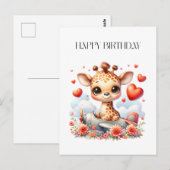 Giraffen-Flugzeug-Geburtstag Postkarte (Vorne/Hinten)