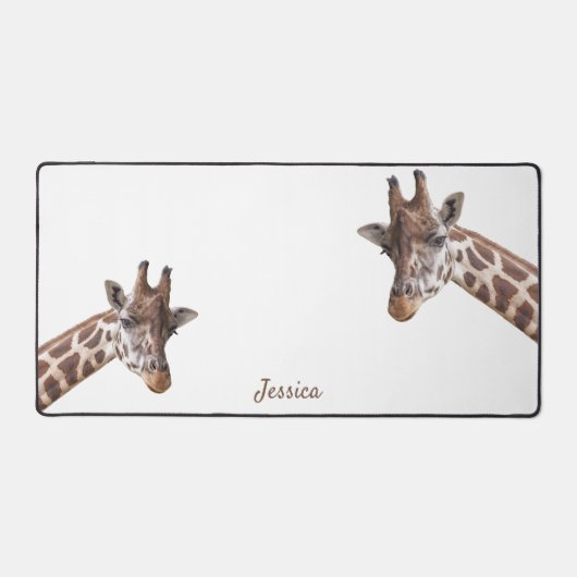 Giraffen Foto Design Personalisierter Name Schreibtischunterlage (Vorderseite)
